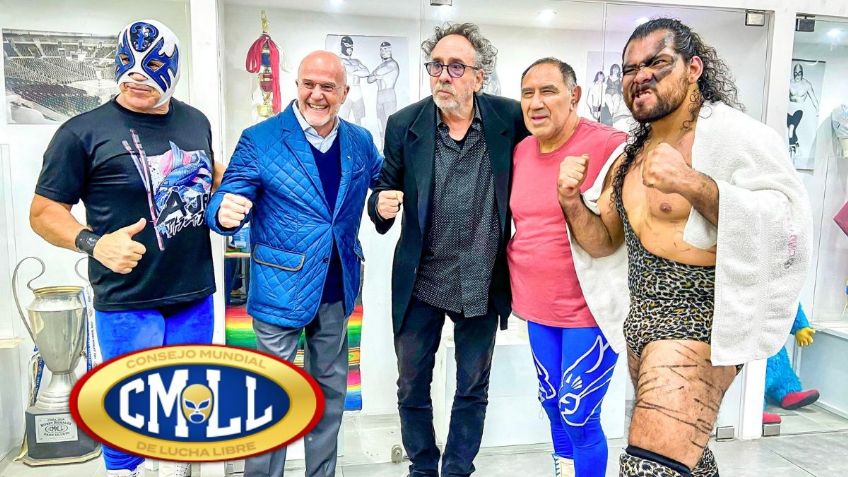 CMLL: Tim Burton visita la Arena México; así fue recibido por Atlantis y Blue Panther | FOTOS
