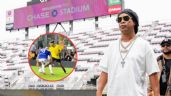 Foto ilustrativa de la nota titulada: Ronaldinho aplica la ‘elástica’ al guardaespaldas de Messi y desata la locura en Miami | VIDEO