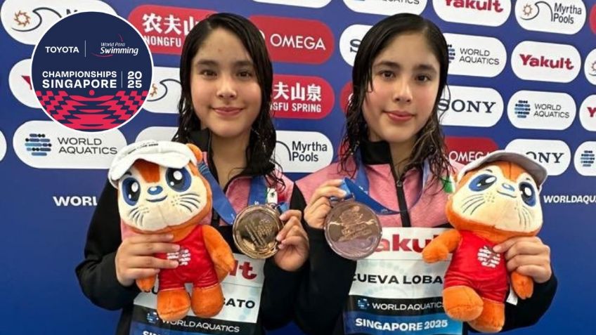 Lía y Mía Cueva, históricas para México: ganan bronce, a los 14 años, en el Mundial de Singapur 2025