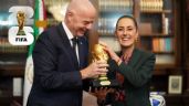 Foto ilustrativa de la nota titulada: Mundial 2026: Claudia Sheinbaum recibió a Gianni Infantino y la Copa del Mundo | FOTOS