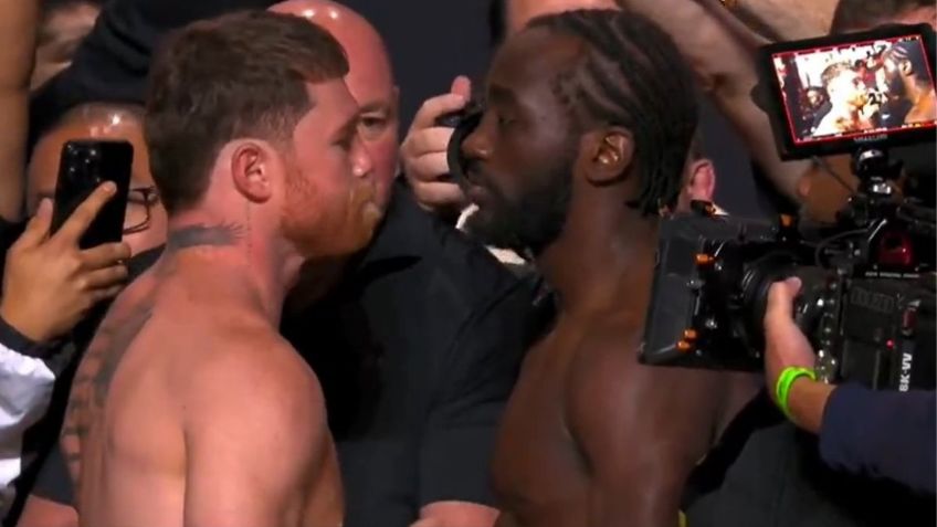 Canelo Álvarez y Terence Crawford, con intenso careo en el pesaje, previo a su pelea | VIDEO