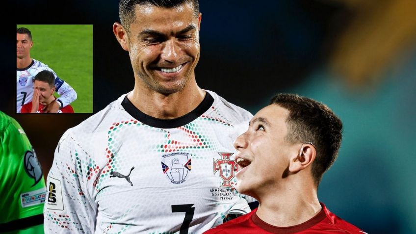 Niño rompe en llanto al conocer Cristiano Ronaldo, previo al Armenia vs Portugal | VIDEO