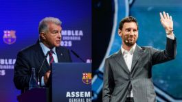 Foto que representa a Joan Laporta honra el legado de Lionel Messi, pero asegura que su relación “está perjudicada”