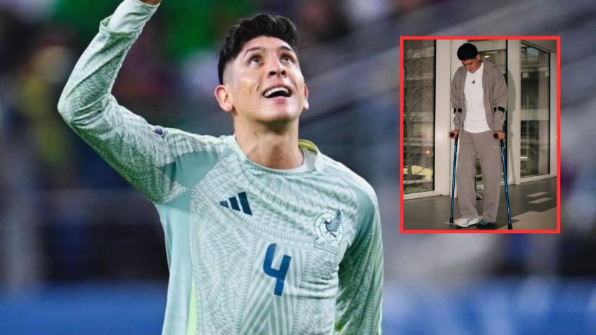 Edson Álvarez reaparece en muletas tras operación; comparte FOTOS de su rehabilitación