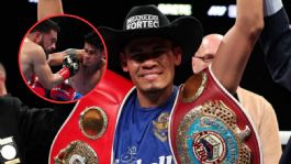 Foto que representa a Vaquero Navarrete unifica títulos Superpluma OMB y FIB ante Sugar Núñez por TKO; ¿irá por otro?