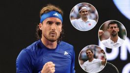Foto que representa a Tsitsipas logra hito histórico al jugar dobles con Federer, Nadal y Djokovic tras Indian Wells 2026