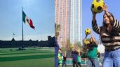 Foto ilustrativa de la nota titulada: Así luce la cancha instalada en el Zócalo CDMX para la mega clase de futbol del 15 de marzo | VIDEO