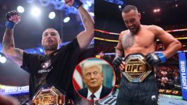 Foto que representa a UFC 327: Carlos Ulberg conquista el título Semipesado ante la mirada de Donald Trump