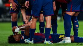 Foto que representa a ¿Adiós, Mundial 2026? Lamine Yamal tendría rotura muscular tras lesión por anotar penalti