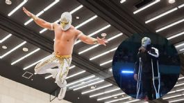 Foto que representa a Místico aparece en muletas en la Arena Puebla; ¿Qué le pasó a la estrella del CMLL?