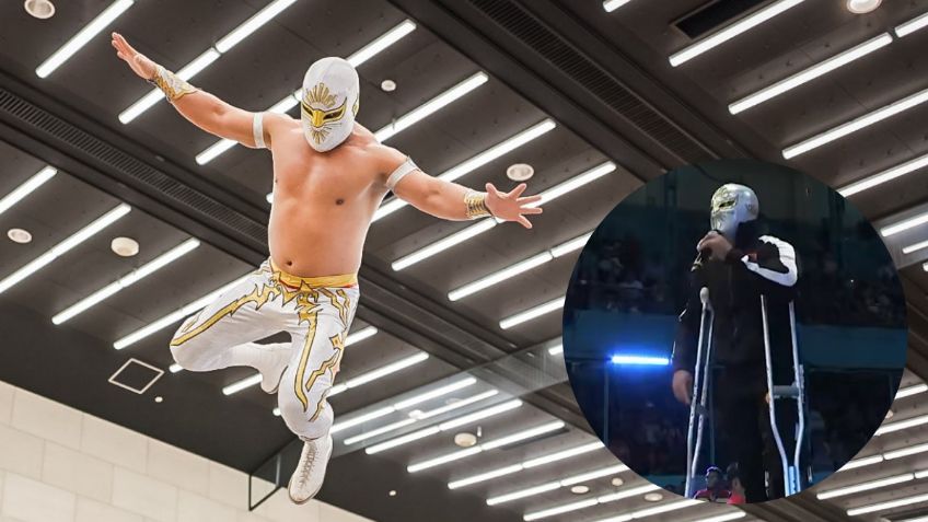 Místico aparece en muletas en la Arena Puebla; ¿Qué le pasó a la estrella del CMLL?