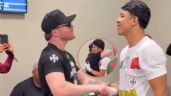 Foto ilustrativa de la nota titulada: Canelo Álvarez visita a Jaime Munguía en el vestidor previo su pelea ante Toro Reséndiz