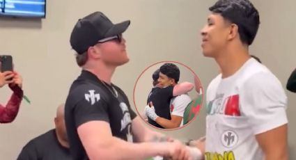 Canelo Álvarez visita a Jaime Munguía en el vestidor previo a su pelea ante Toro Reséndiz