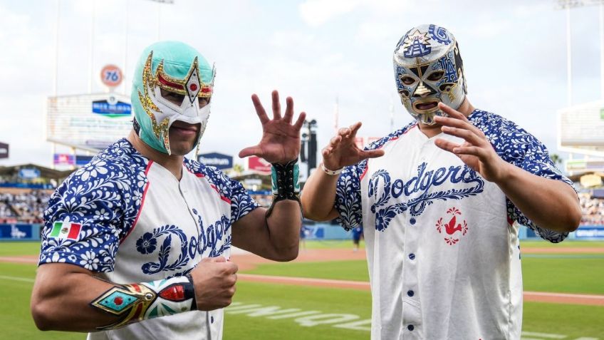 ¡Del CMLL a la MLB! Máscara Dorada y Xelhua, invitados especiales de los Dodgers