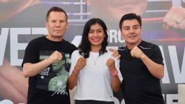 Foto que representa a Travieso Arce muestra su admiración por Julio César Chávez previo a su pelea: "Mi ídolo"