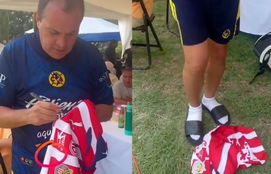 ¿Qué pasó? Cuauhtémoc Blanco firma playera de Chivas y luego la "patea" | VIDEO