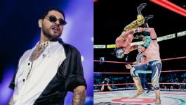 Foto que representa a ¿De cantante a luchador? Eduin Caz aparece por sorpresa junto a Máscara Dorada en el CMLL