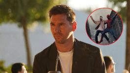 Foto que representa a ¿Del futbol a la actuación? Lionel Messi aparece junto a Spider-Man en Nueva York | VIDEO